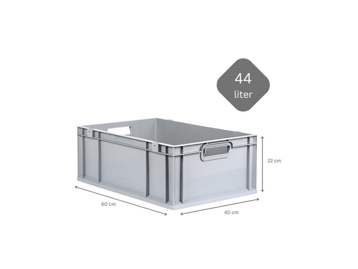 EUROBOX 5x Nextgen Economy Griffe Offen 22x40x60cm 44 Liter - Grau, Kunststoff (40/22/60cm) - PROREGAL