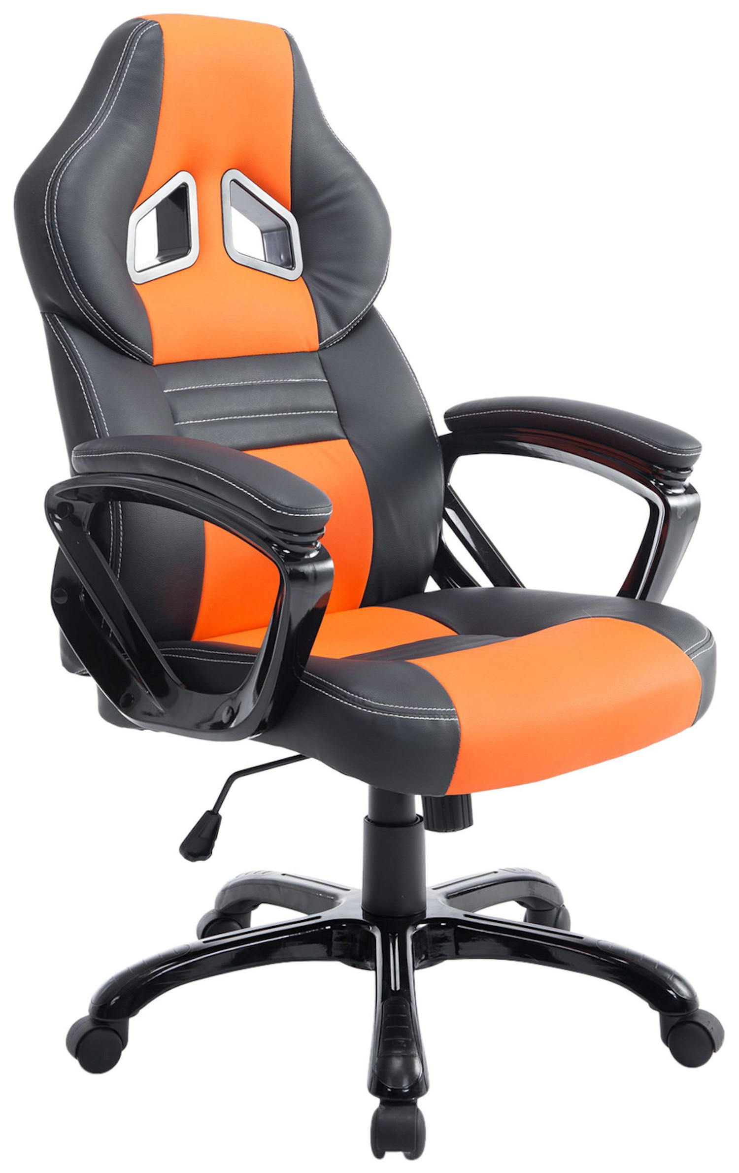 BÜROSTUHL Peso, Kunstleder Schwarz/Orange - Orange, Kunststoff/Textil (65/124/70cm) - TPFLiving