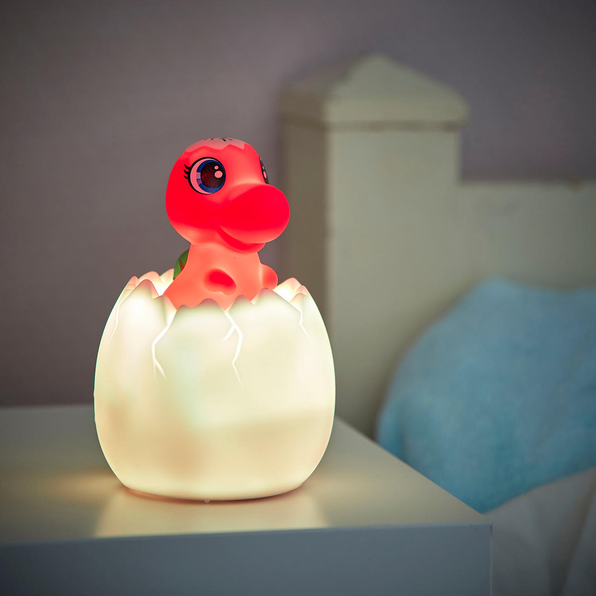 LED-AKKU-NACHTLICHT - rotes Dino-Nachtlicht mit Fernbedienung, Timerfunktion und 130 Melodien, energiesparend - Rot, Kunststoff (8.5/8.5/13cm) - Northpoint