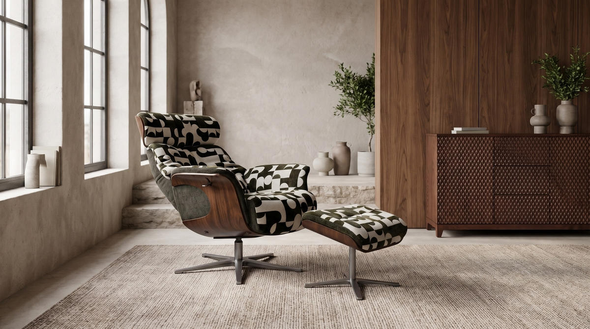 RELAXSESSEL TOSAR Grün Webstoff Relaxfunktion - Silberfarben/Grün, Textil/Metall (83/110/89cm) - KAWOLA