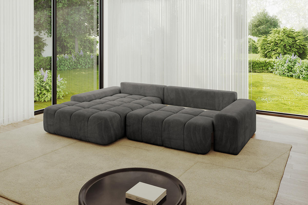 ECKSOFA Ottomane Links ENSI-L - 267x164x88 cm Anthrazit - Anthrazit, Holzwerkstoff/Kunststoff (267/164cm) - ALTDECOR