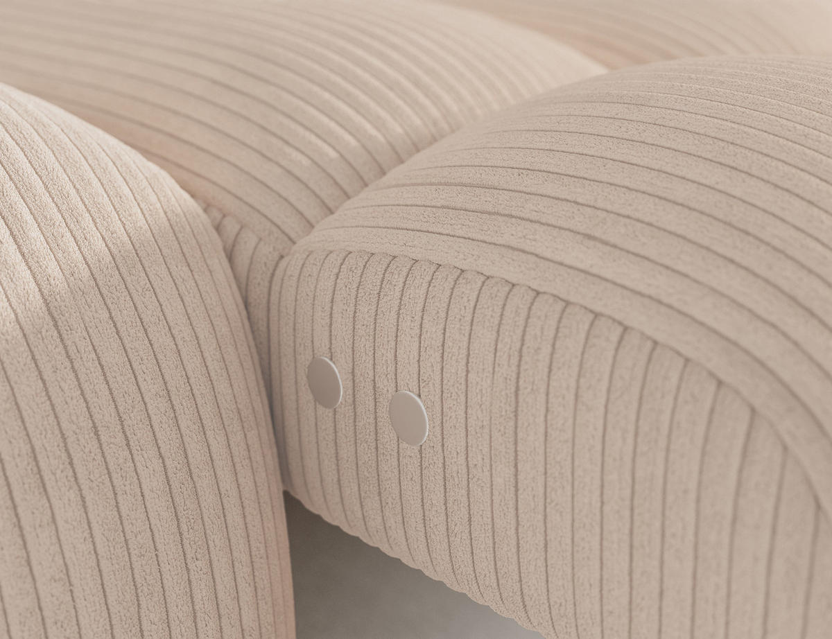 ECKSOFA Lorveno R - Creme (Jarell 20) - Creme, Holzwerkstoff (283/165cm) - Möblo