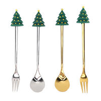 BESTECK-SET 4-teiliges Weihnachts-Besteck-Set - Silberfarben, Metall