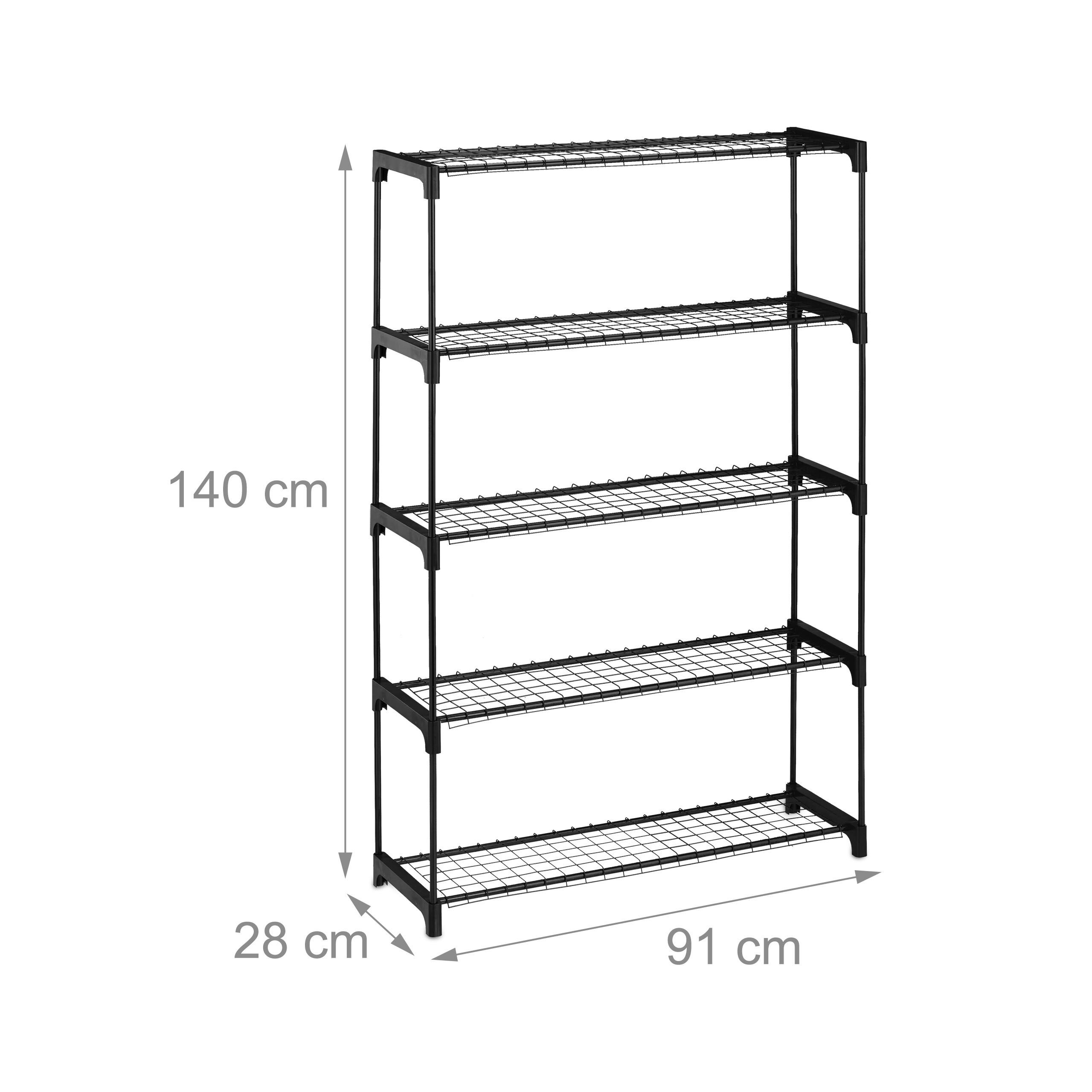 Thumbnail - Relaxdays Blumenregal, Schwarz, Metall, Kunststoff, 91x140x28 cm, Wohnzimmer, Wohnzimmertische, Blumenständer