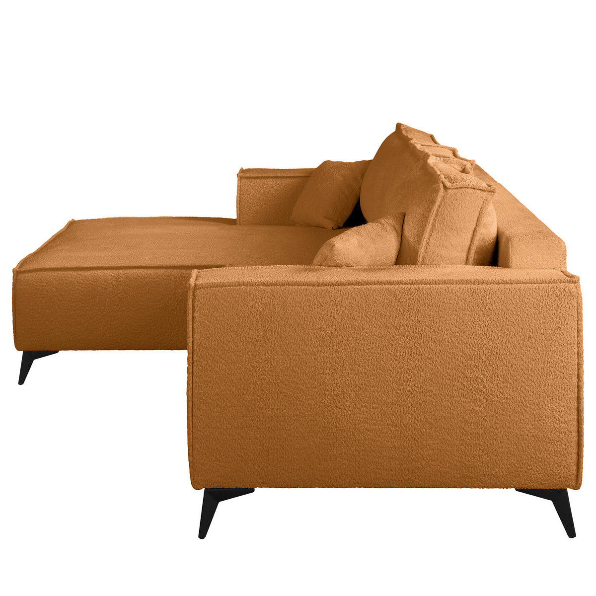 ECKSOFA mit Schlaffunktion - Beige/Schwarz, Textil (294/185cm) - home24