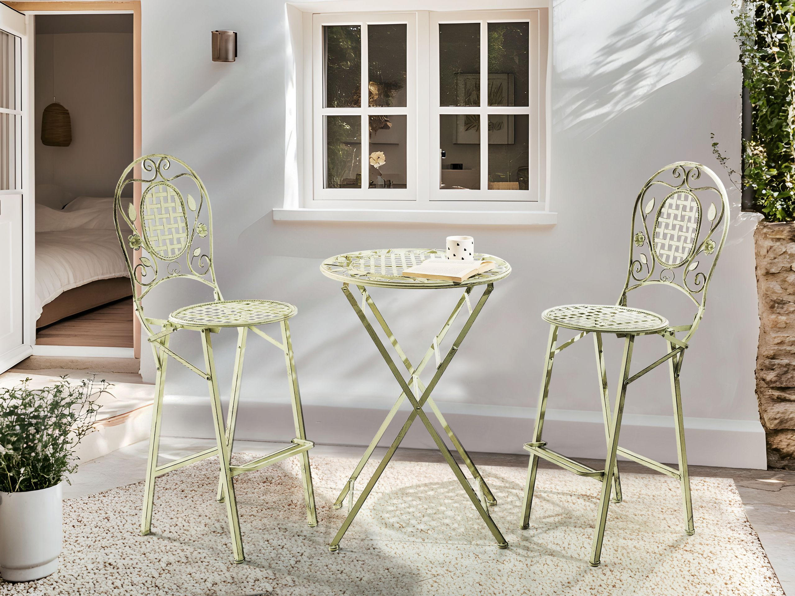 GARTENBAR-SET Grün Bivio - Grün, Metall - Beliani