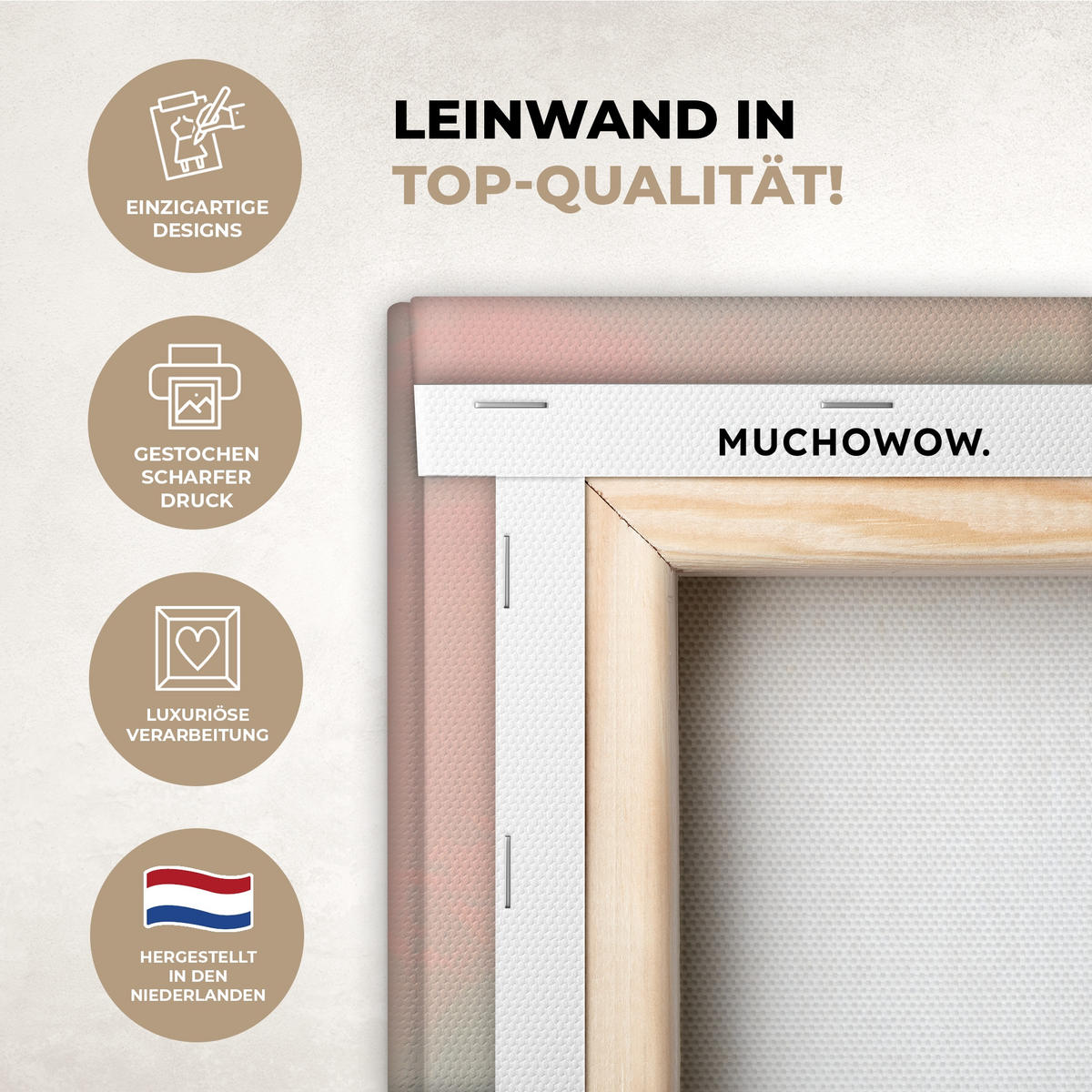 LEINWANDBILD Rotkehlchen - Zierpflanze - Blütenzweig 60x80 cm - Hellrosa, Textil (60/80cm) - MuchoWow