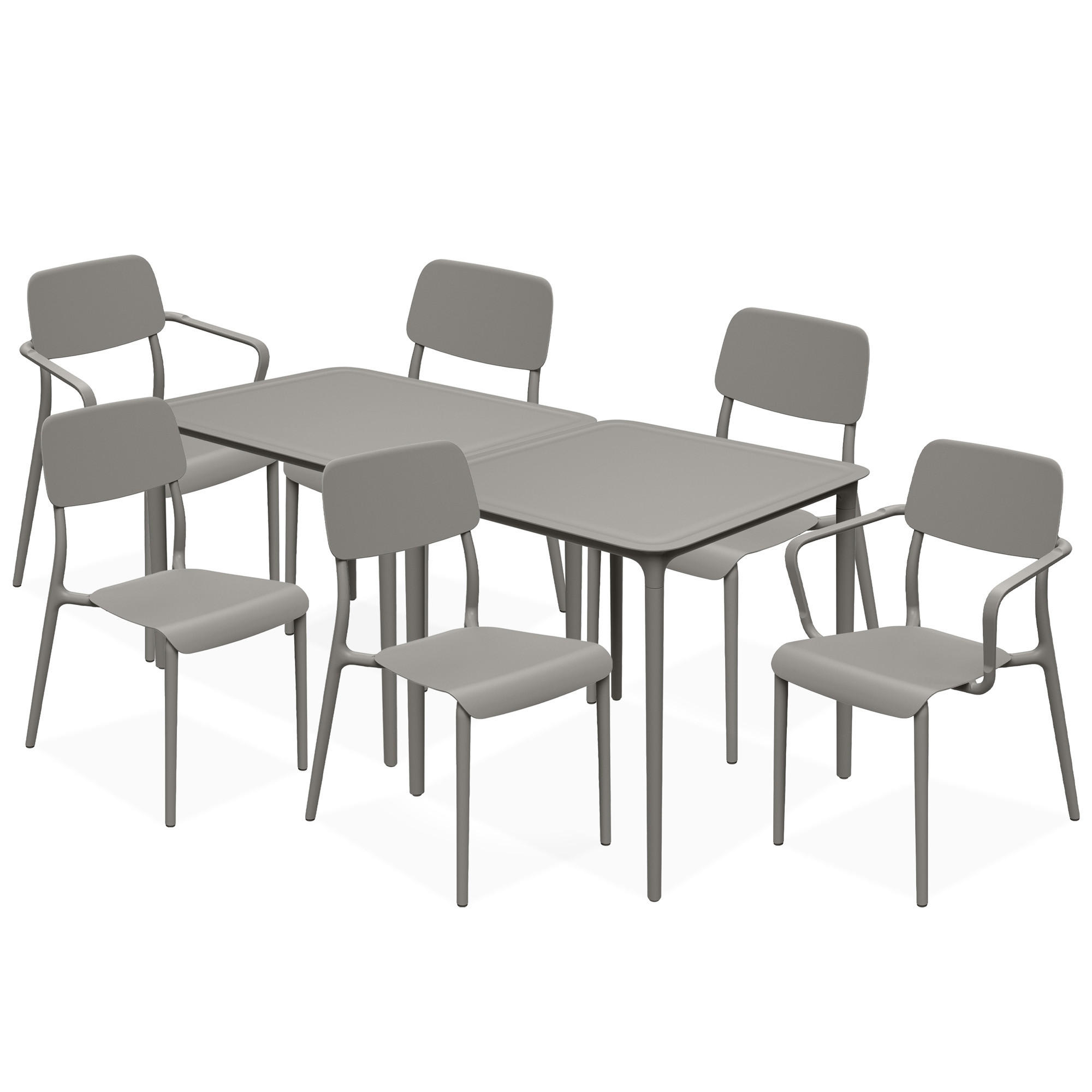 GARTENMÖBEL-SET GALIO, 8-tlg - Graubraun, Kunststoff - KONSIMO®
