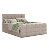 BOXBETT Best Lux - 140x200 - beige (Inari 22, Webstoff) - Beige/Schwarz, Holz/Holzwerkstoff (140/200cm) - Sofnet