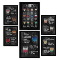 POSTER Set Mit 6 Schüsse Vollfarbige Illustrationen Von Kaffee & Getränken Im Werbetafel Illustrationen Für & Heim A3 & A4 Schwarzer Rahmen - Schwarz, Papier (29/3cm) - Nacnic