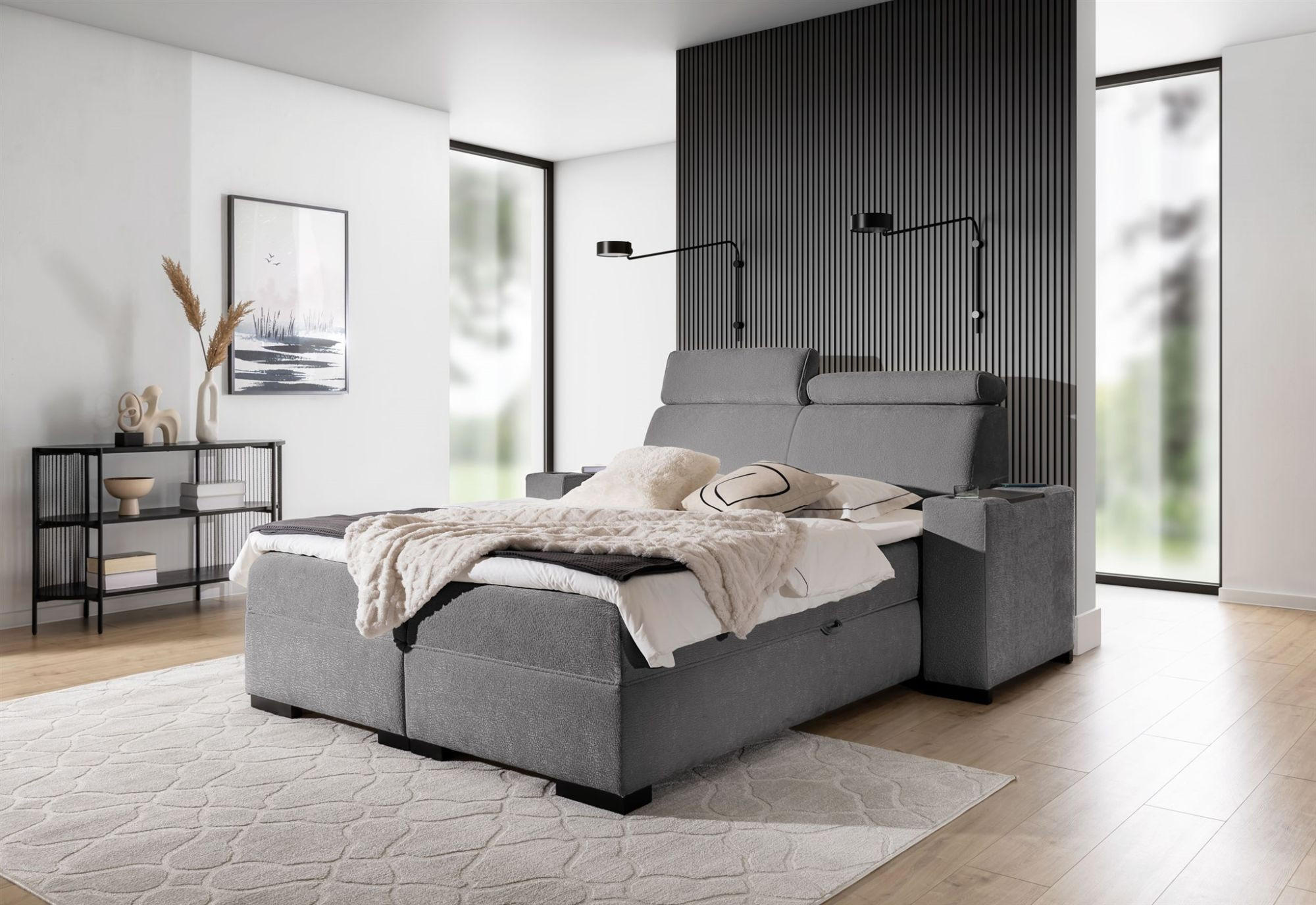 BOXBETT Nestor Dress Me Set.1 - Grau, Holzwerkstoff/Textil (120/200cm) - Fun Möbel