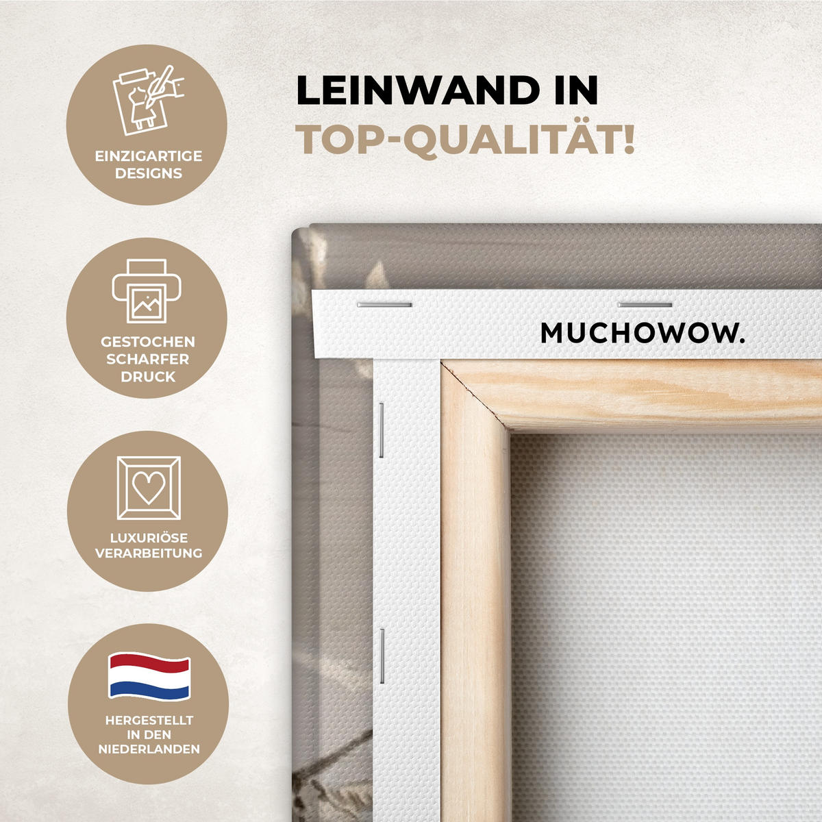 LEINWANDBILD Mandelblüte - Kunst - Van Gogh - Beige - Abstrakt Deko Groß 90x140 cm - Braun, Textil (90/140cm) - MuchoWow