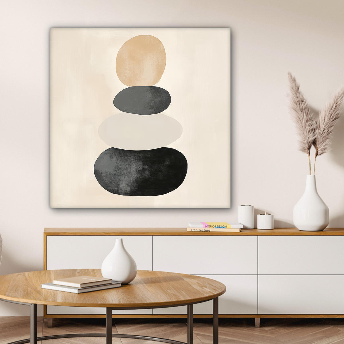 LEINWANDBILD Japandi - Wabi sabi - Beige 90x90 cm - Taupe, Textil (90/90cm) - MuchoWow