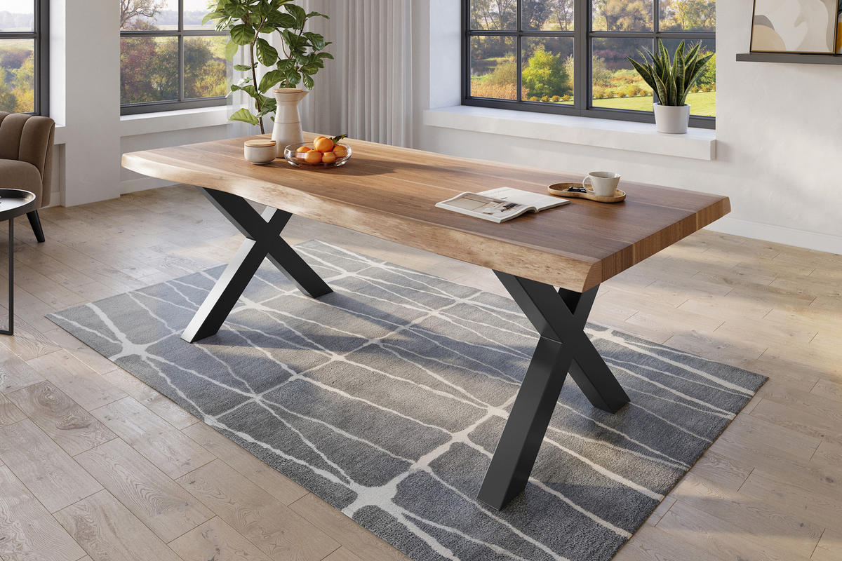 ESSTISCH TITAN - Beige/Schwarz, Holz (110/240/79cm) - SAM