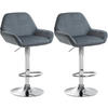 BARHOCKER 2er Set Samt Dunkelgrau - Chromfarben/Dunkelgrau, Textil/Metall (51/89/52cm) - CLP