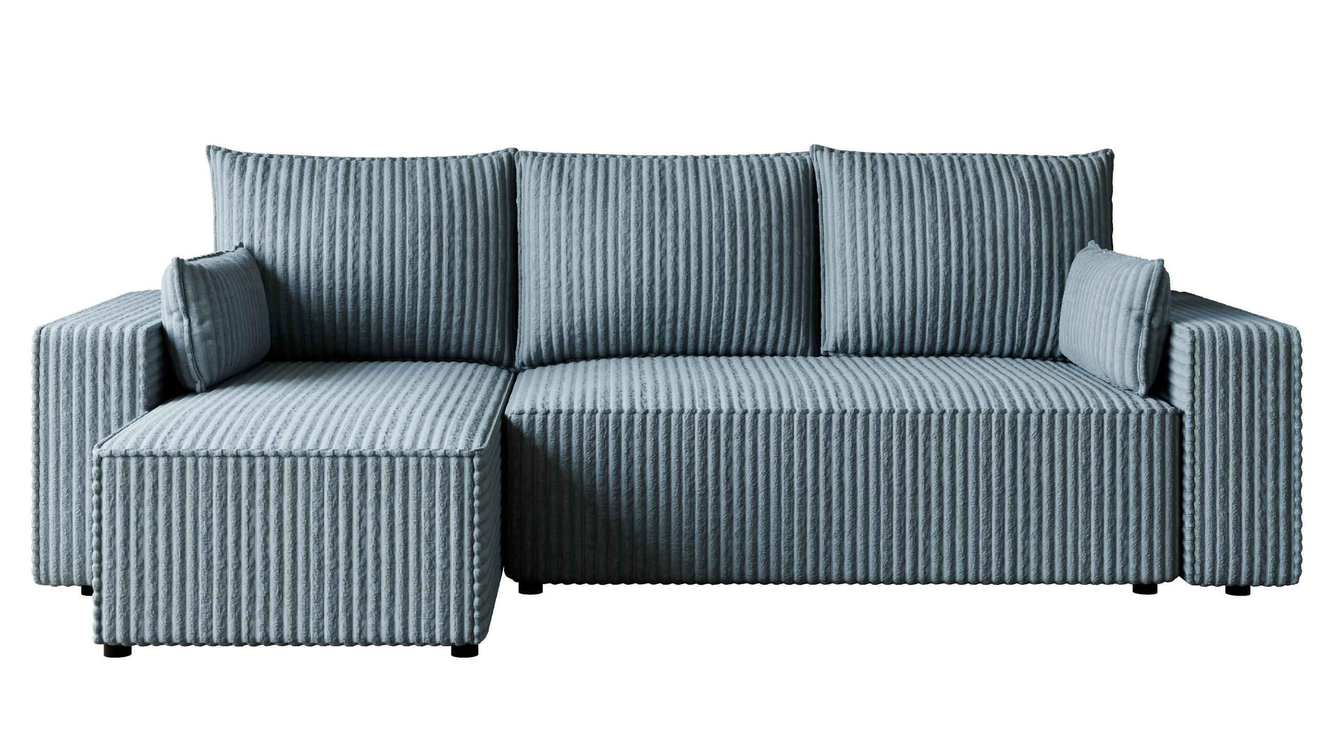 ECKSOFA Tobi mit Bettkasten und Schlaffunktion, L-Form, Cordstoff, Universal - Pastellblau, Holzwerkstoff (246/145cm) - 4ALL HOME