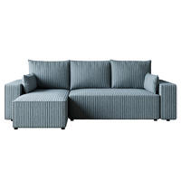 ECKSOFA Tobi mit Bettkasten und Schlaffunktion, L-Form, Cordstoff, Universal - Pastellblau, Holzwerkstoff (246/145cm) - 4ALL HOME
