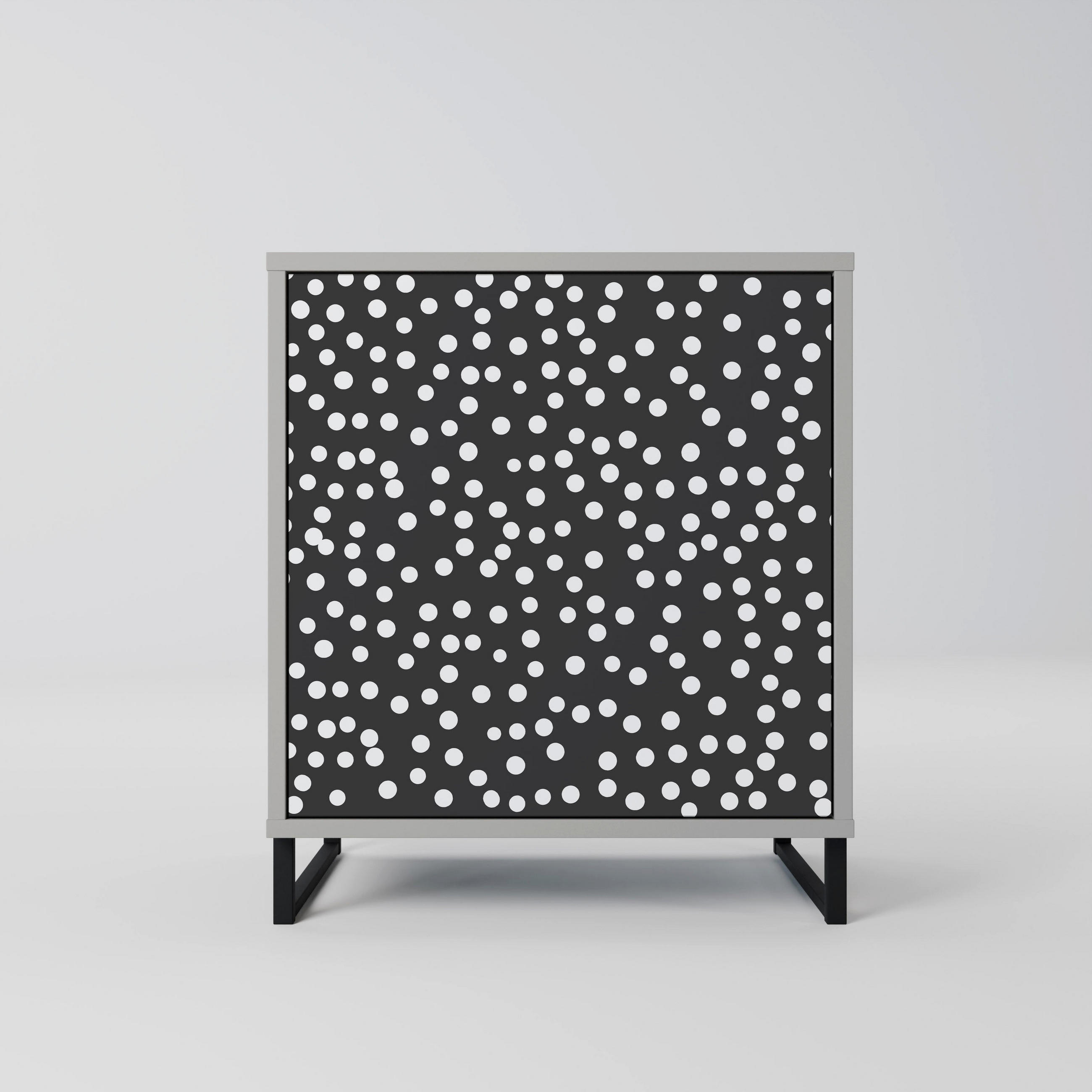 SIDEBOARD BLINDING LIGHTS, Grau, 57,5x42x67,5 cm, Schwarze Metall-Rahmenfüße - Multicolor/Schwarz, Holzwerkstoff/Metall (57.5/67.5/42cm) - SpaceRebels