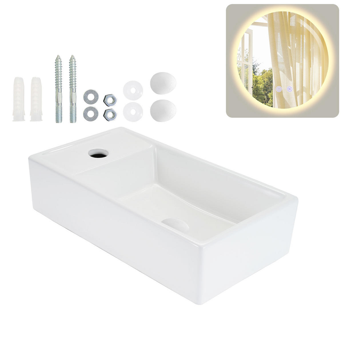 WASCHBECKEN Weiß 22/10/40 - Weiß, Keramik (22/10/40cm) - ZMH