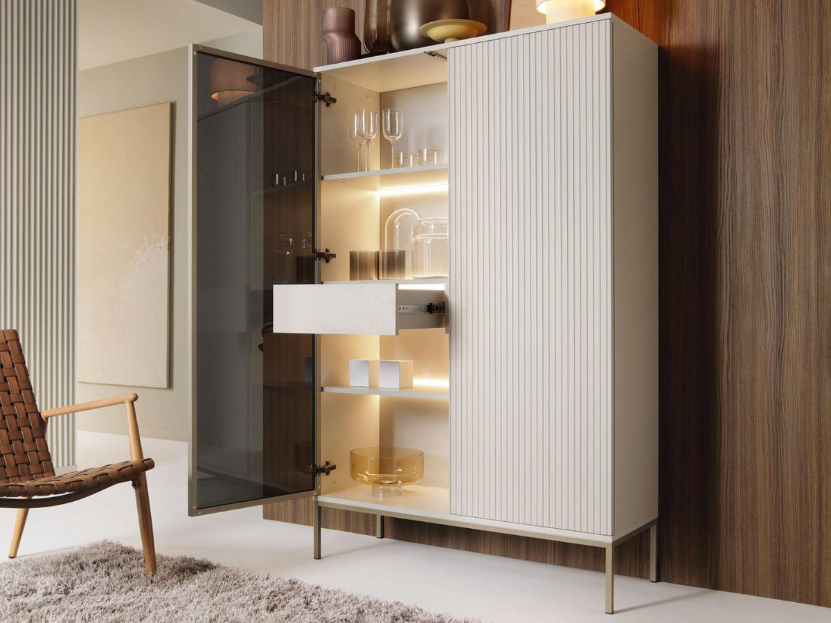 VITRINE Kaschmir 104/166/39 cm Deo - Kaschmir/Champagner, Naturmaterialien/Glas (104/166/39cm) - Graingold