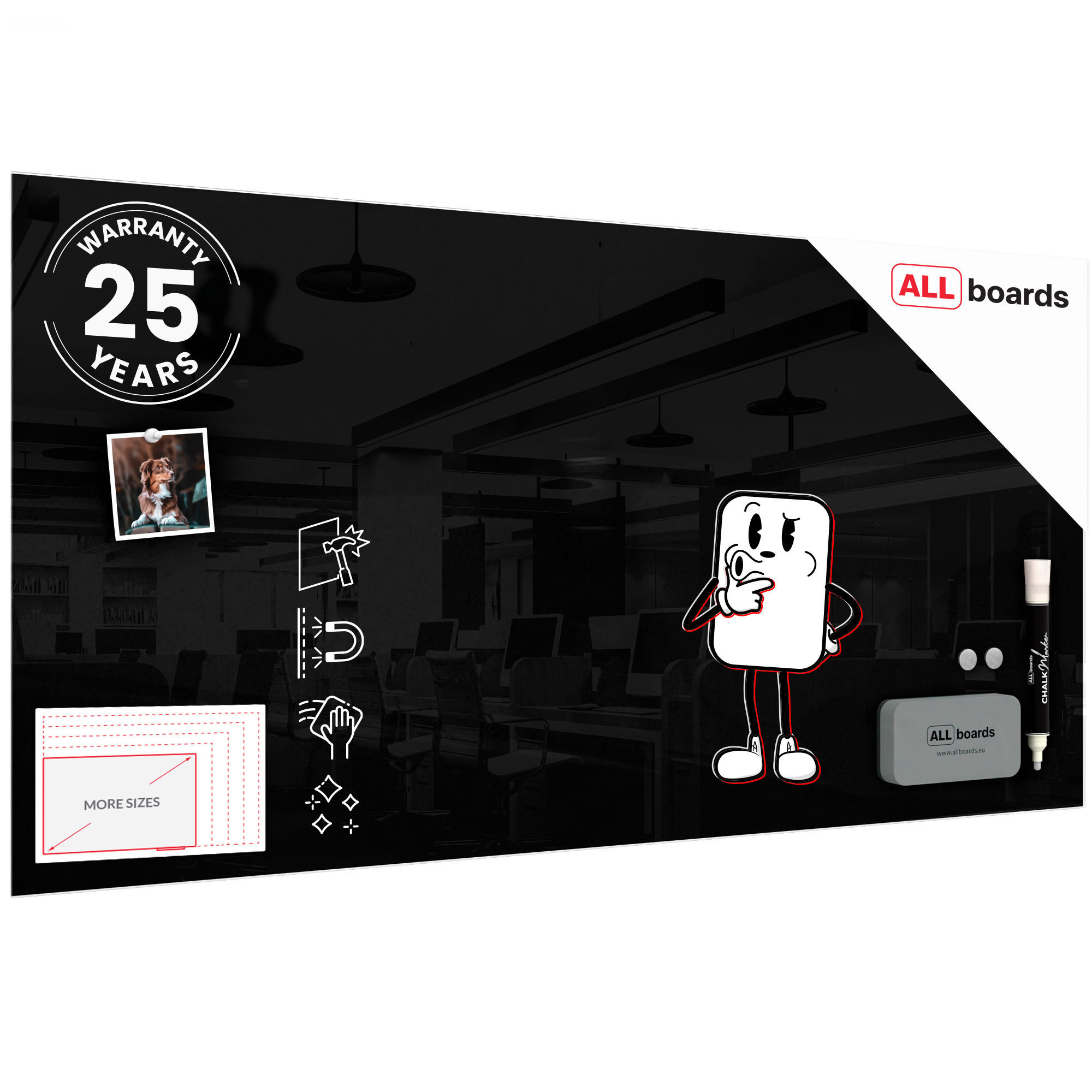 GLASBOARD - Schwarz 120x60cm - Schwarz, Glas (120/60/0.7cm) - ALLboards