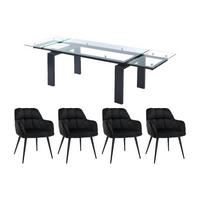 ESSGRUPPE - > 12 Personen - Glas - Transparent, Schwarz - LUBANA - Transparent/Schwarz, Glas (270/75/100cm) - Vente-Unique
