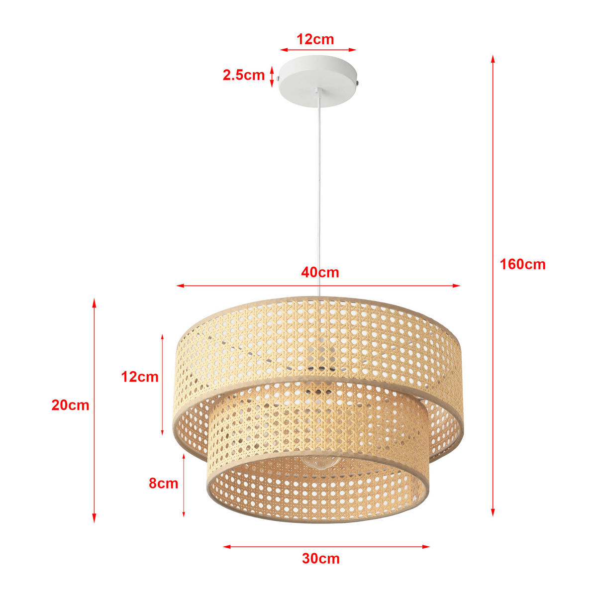 HÄNGELEUCHTE Ascot - Beige/Weiß, Kunststoff/Metall (40/40/160cm) - lux.pro
