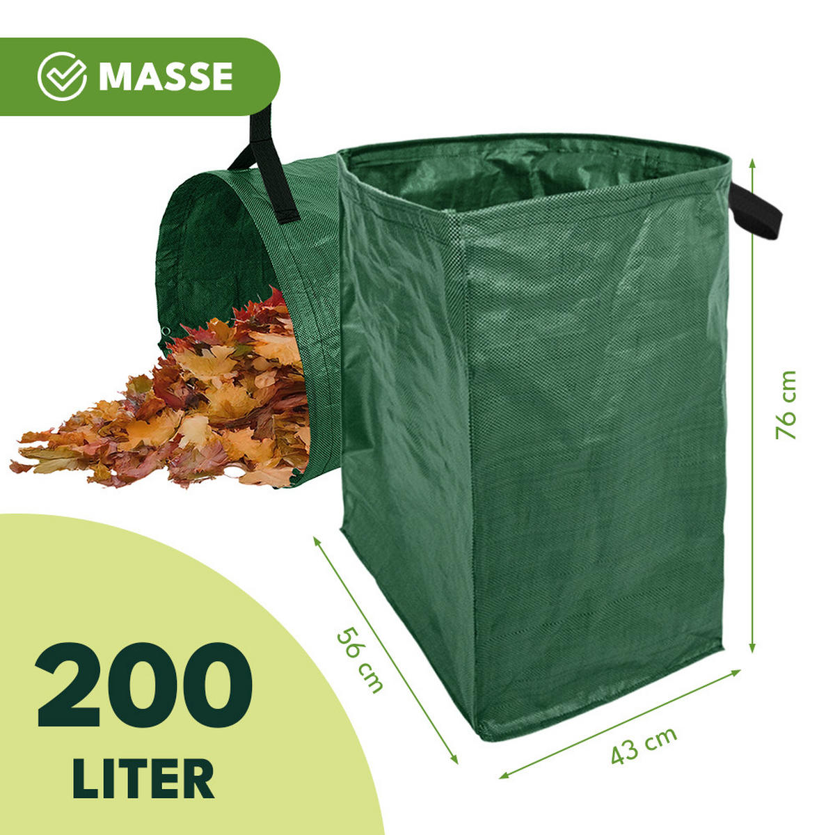 GARTENSACK 200L - Dunkelgrün, Kunststoff (56/76/43cm)