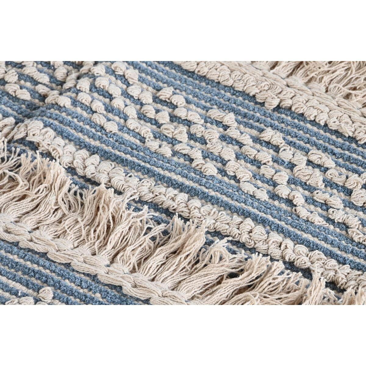 TEPPICH 230 x 160 x 2 cm Blau Baumwolle Weiß Boho - Weiß, Naturmaterialien (160/230cm) - DKD Home Decor