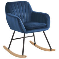 SCHAUKELSTUHL Samtstoff Blau Liarum - Blau, Holz/Textil (60/82/74cm) - Beliani