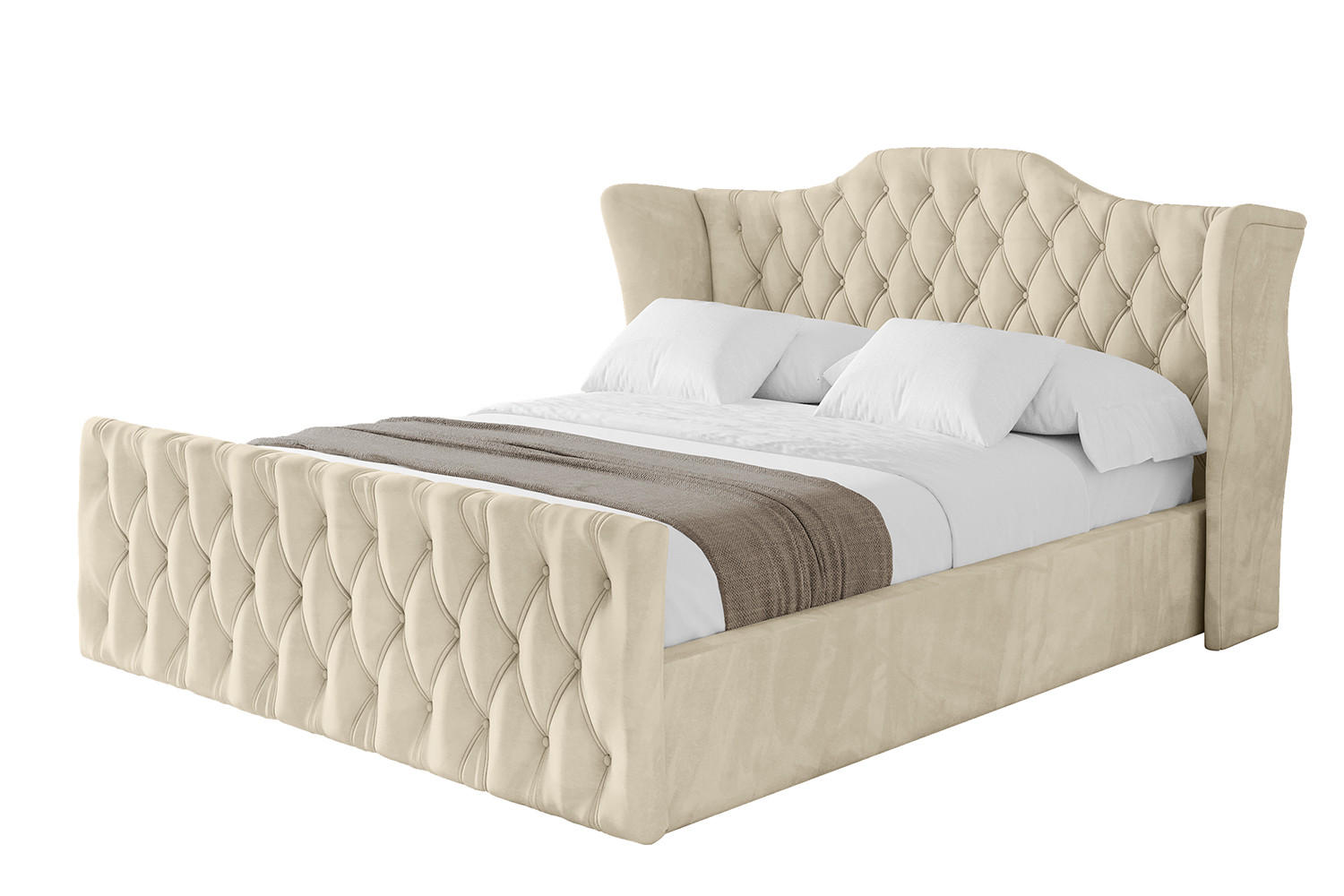 POLSTERBETT mit Bettkasten, Fußteil und Lattenrost, Boxbett ohne Matratze - ZORAN-Z 180x200 Beige - Ecru, Holzwerkstoff/Textil (180/200cm) - ALTDECOR