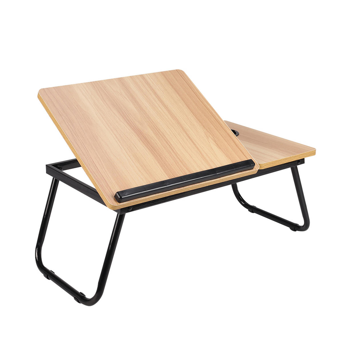 LAPTOP-BETTTISCH mit Getränkehalter Verstellbarer, klappbarer – Naturholzoptik, 56x32,5x24 cm - Naturfarben, Metall (32.5/56/24cm) - Livingandhome