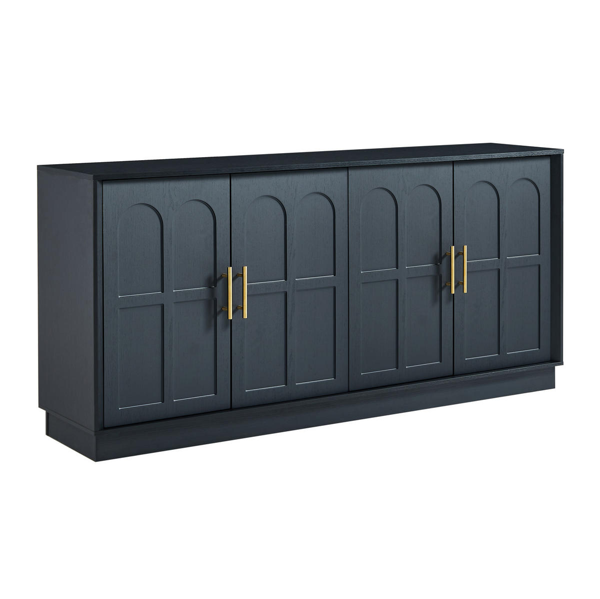 SIDEBOARD aus MDF 169x40x80 cm Schwarz mit verstellbaren Einlegeböden und Kippschutz - Schwarz, Holzwerkstoff (169/80/40cm) - Modfu