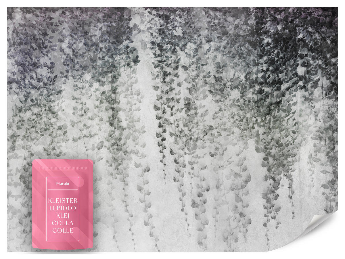 FOTOTAPETE Blätter Pflanzen Natur Vintage 150x105 - Grau, Papier (150/105cm) - Muralo