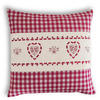 KISSENHÜLLE Herz rot 40/40 cm Landhaus-Stil Stickerei mit Reißverschluss - Beige/Rot, Textil (40/40cm) - wometo