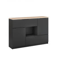 KOMMODE Betti Anthrazit 120 x 83.6 cm 2x Tür 2x Schublade und 1x offenes Fache - Anthrazit/Sonoma Eiche, Holzwerkstoff (120/83.6/30cm) - Vicco