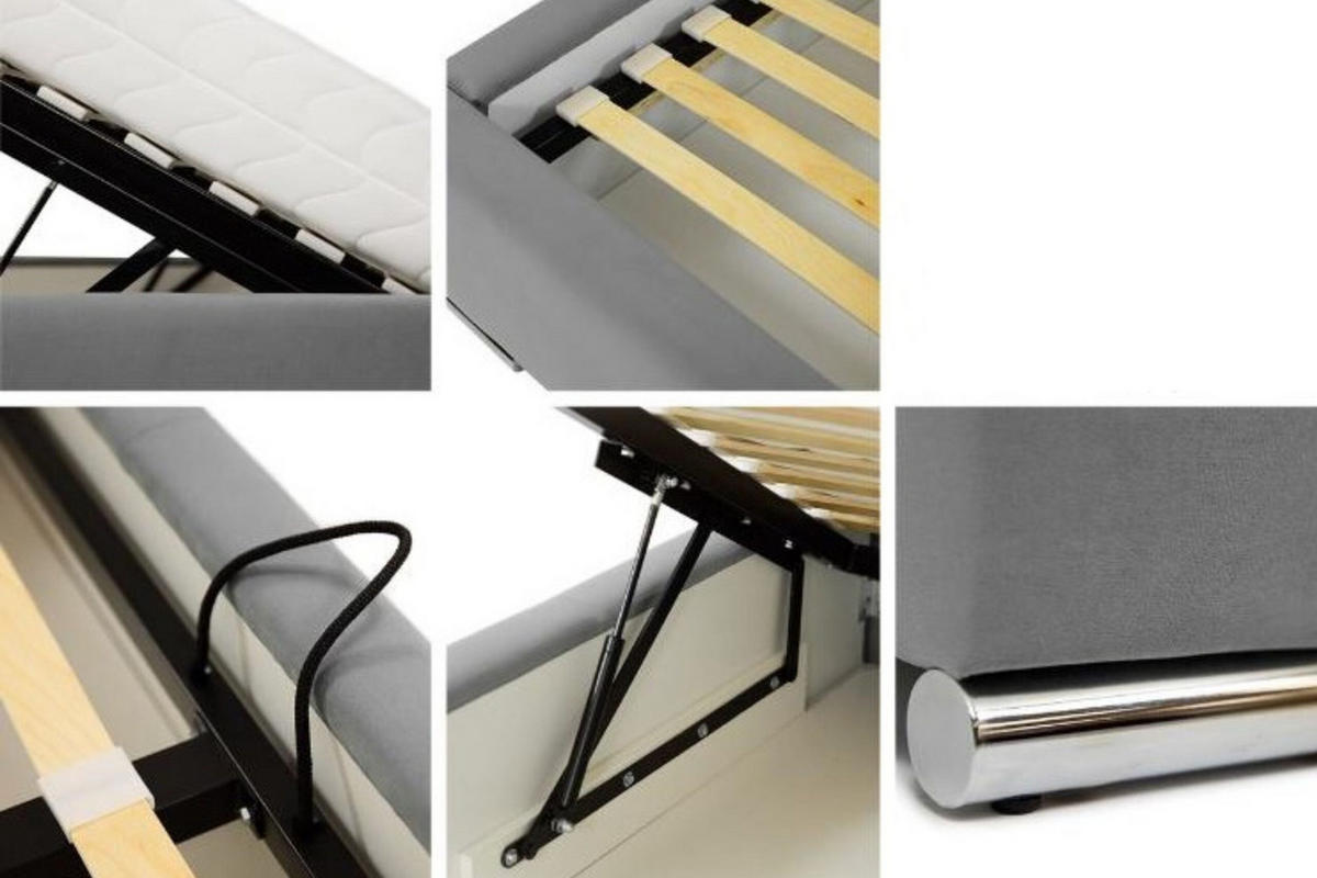 POLSTERBETT BARI mit Kopfteil, 140 x 200 cm, Doppelbett mit Bettkasten und Lattenrost aus Metall, Velourstoff, Frabe: Schwarz - Schwarz, Holz/Kunststoff (140/200cm) - Agmat-Furniture