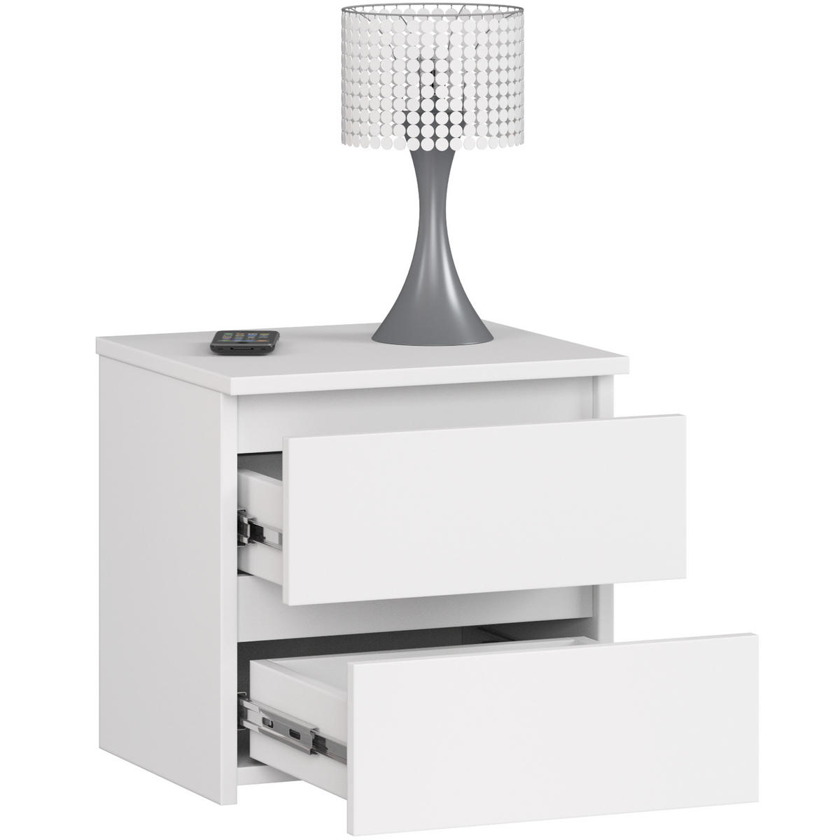 NACHTSCHRANK Weiß 40x35x40 cm - Weiß/Sonoma Eiche, Holzwerkstoff (40/40/35cm) - Akord