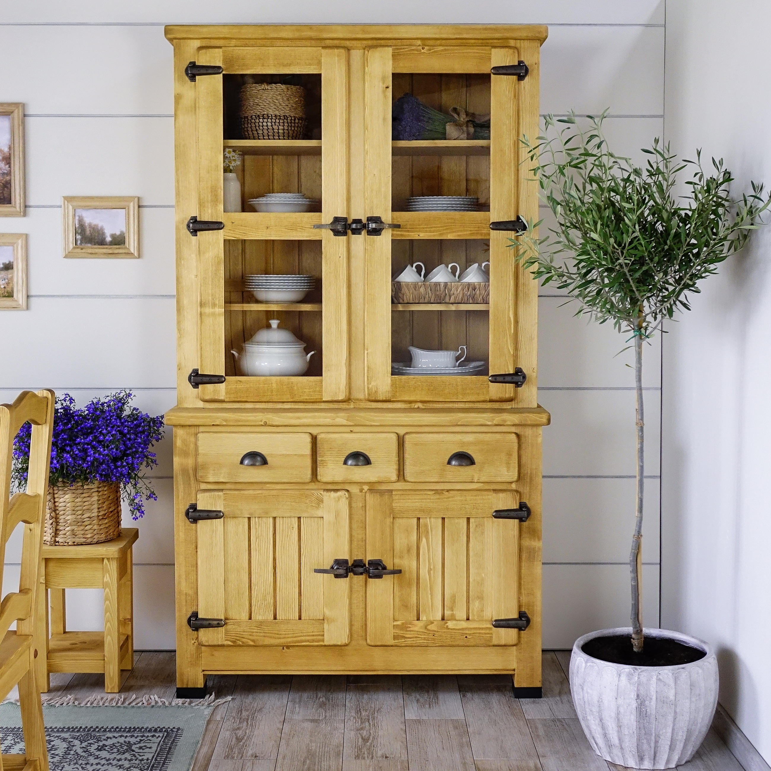 Thumbnail - Seart Buffet, Honig, Holz, Echtholz,Fichte, 116x200x48 cm, Küchen, Küchenmöbel, Buffetschränke