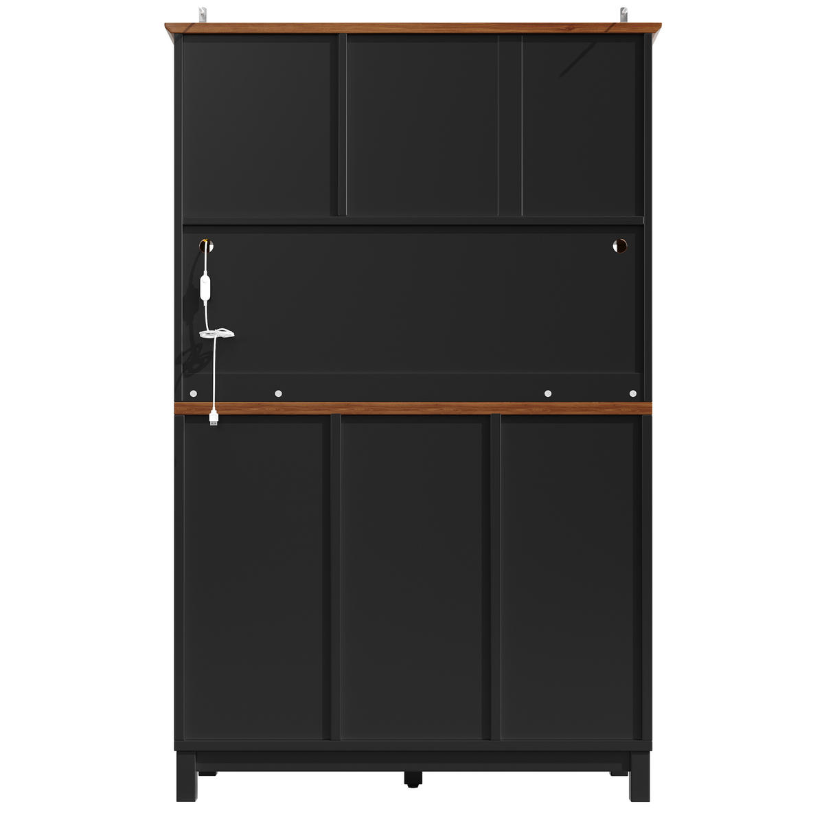 GESCHIRRSCHRANK aus MDF+Metall+Glas 104x40x180cm in Schwarz mit LED - Schwarz, Holzwerkstoff (104/180/40cm) - Modfu