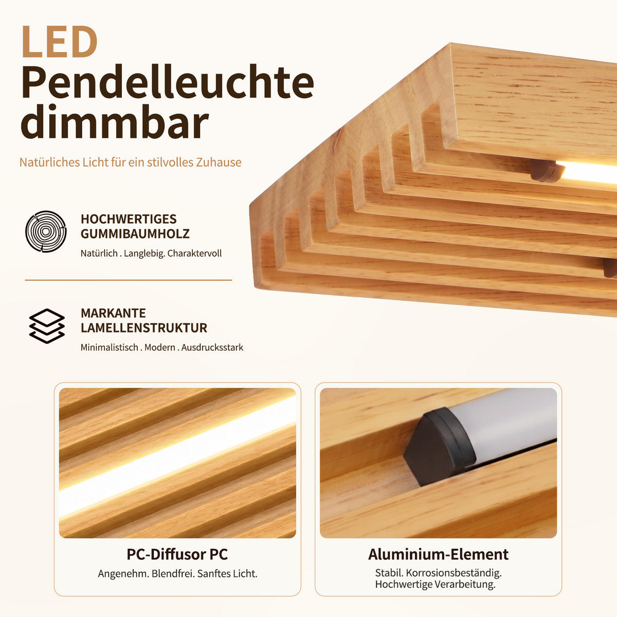 LED ZÁVĚSNÉ SVÍTIDLO 80/15.5/120 cm - černá/hnědá, kov/dřevo (80/15.5/120cm) - ZMH
