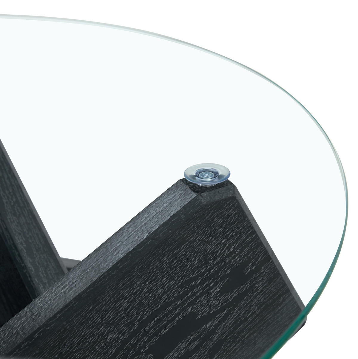 COUCHTISCH aus MDF und Glas Ø79x45 cm in Schwarz mit Kreuzgestell - Schwarz, Glas (79/79/45cm) - Modfu
