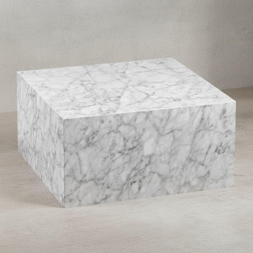 COUCHTISCH Weiß Hochglanz Marmor-Optik 60x30x60cm Quadratisch - Weiß, Holzwerkstoff (60/60/30cm) - KADIMA DESIGN