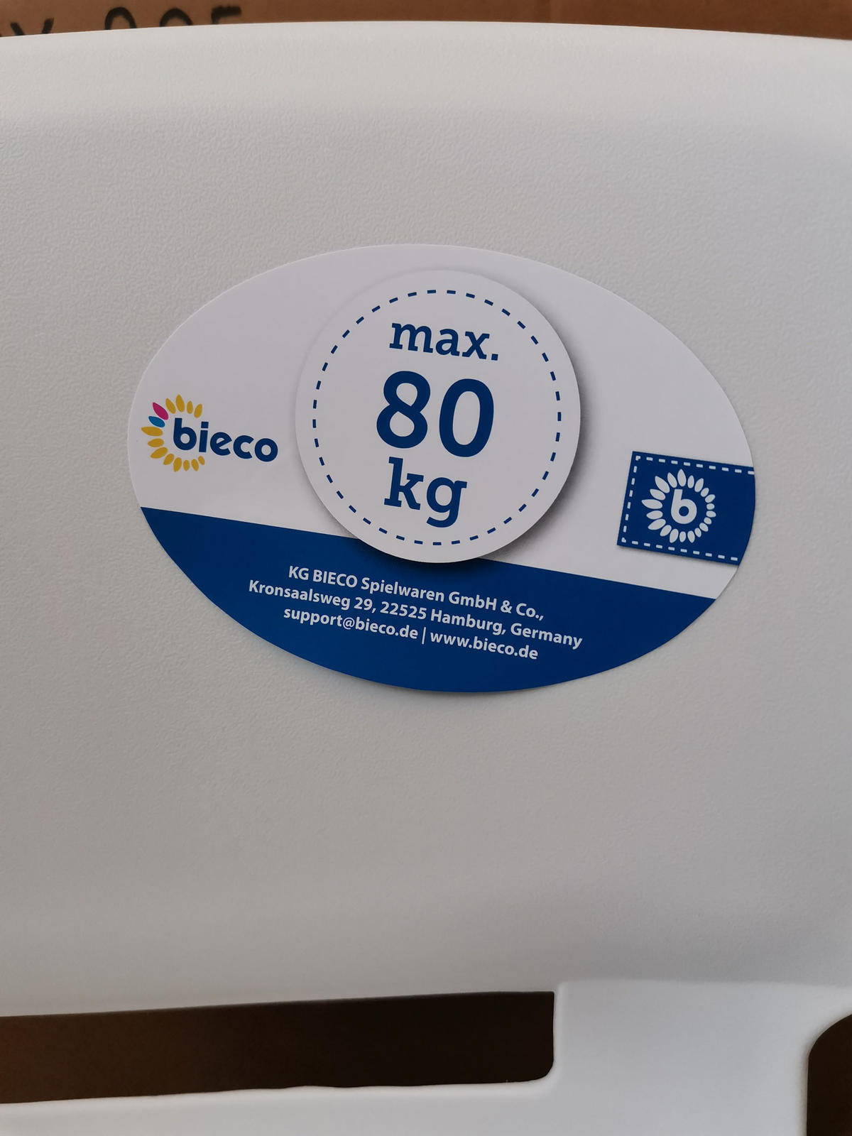 KINDERSTUHL bis 80 kg belastbar - Weiß, Kunststoff (34/51.5/36cm) - Bieco Spielwaren