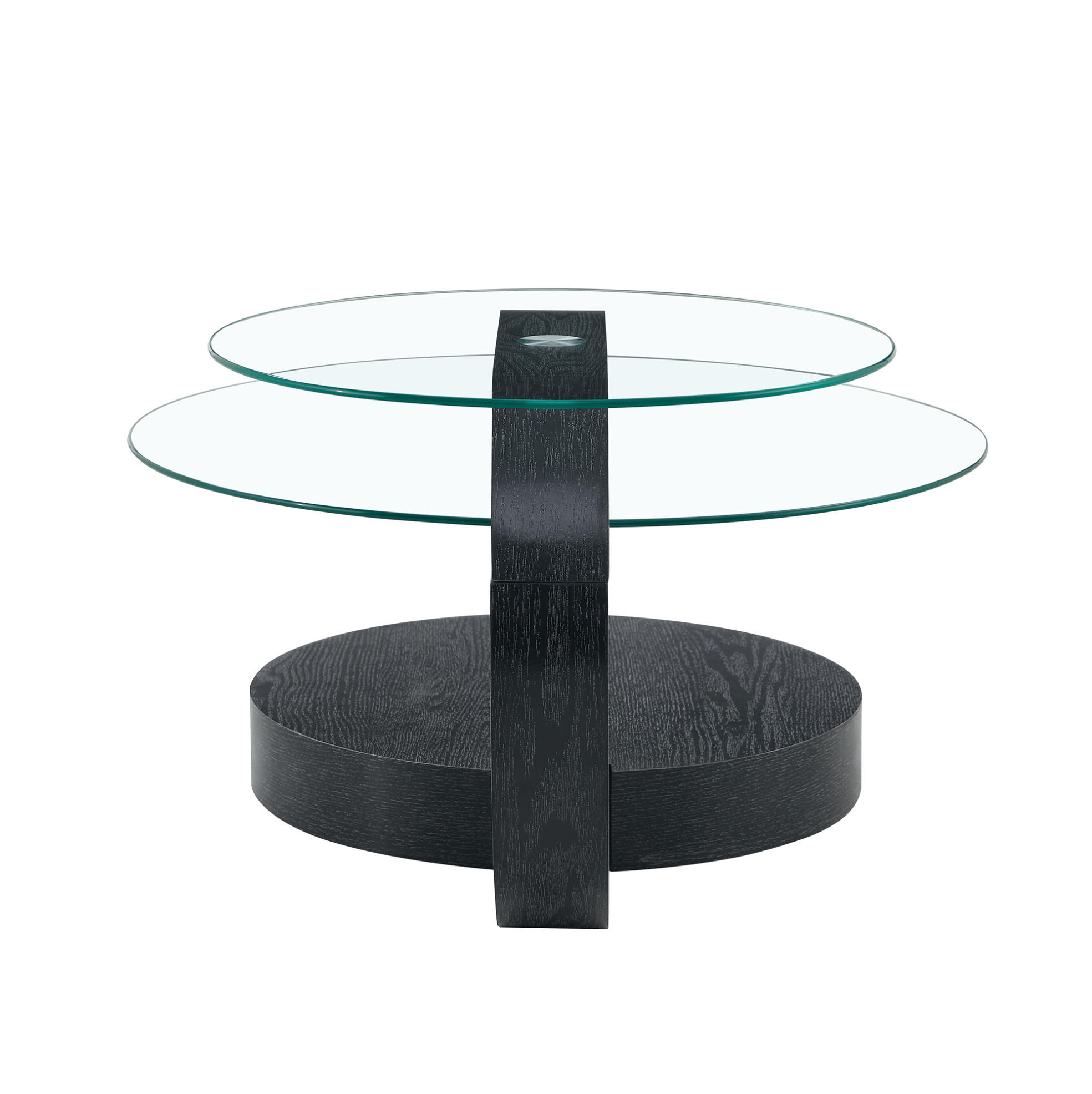 COUCHTISCH 70/50 cm aus MDF und Sicherheitsglas mit Ablage in Schwarz/Transparent - Transparent, Holzwerkstoff (70/70/44cm) - Flora Grace