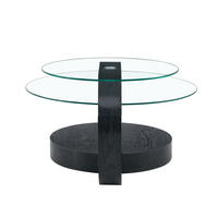 COUCHTISCH 70/50 cm aus MDF und Sicherheitsglas mit Ablage in Schwarz/Transparent - Transparent, Holzwerkstoff (70/70/44cm) - Flora Grace