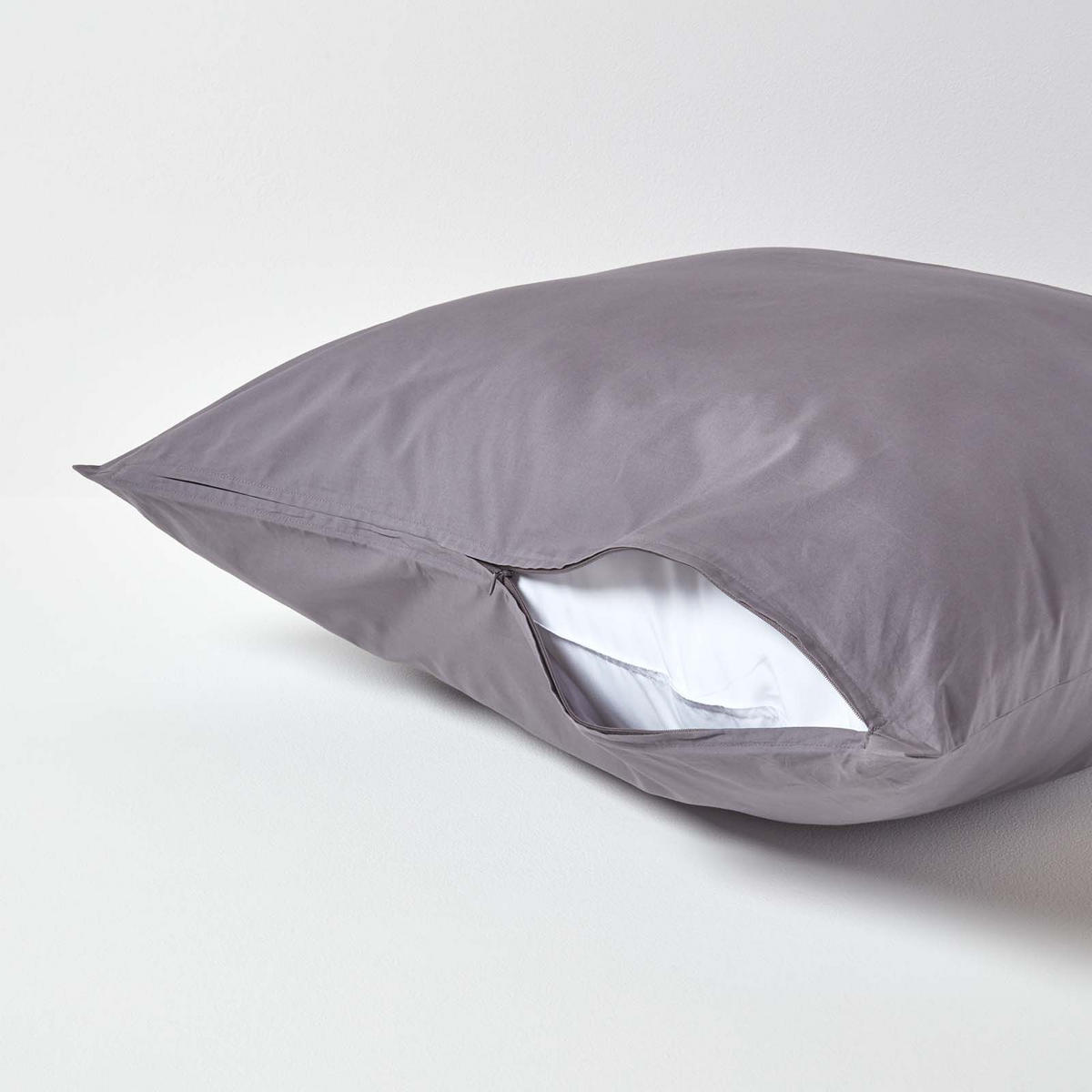 KISSENBEZUG Perkal, Ägyptische Baumwolle, Fadendichte 200 - Dunkelgrau, Textil (80/80cm) - Homescapes