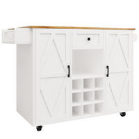 KÜCHENINSEL DE-41246 137,5/40-65/95,6 cm mit klappbarer Tischplatte und Weinregal Weiß - Weiß, Holzwerkstoff (137.5/95.6/40cm) - ComfortXL
