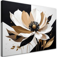 WANDBILD, Beige und weiße Blumen in einer modernen eleganten Komposition - Beige, Textil (120/80cm) - Feeby