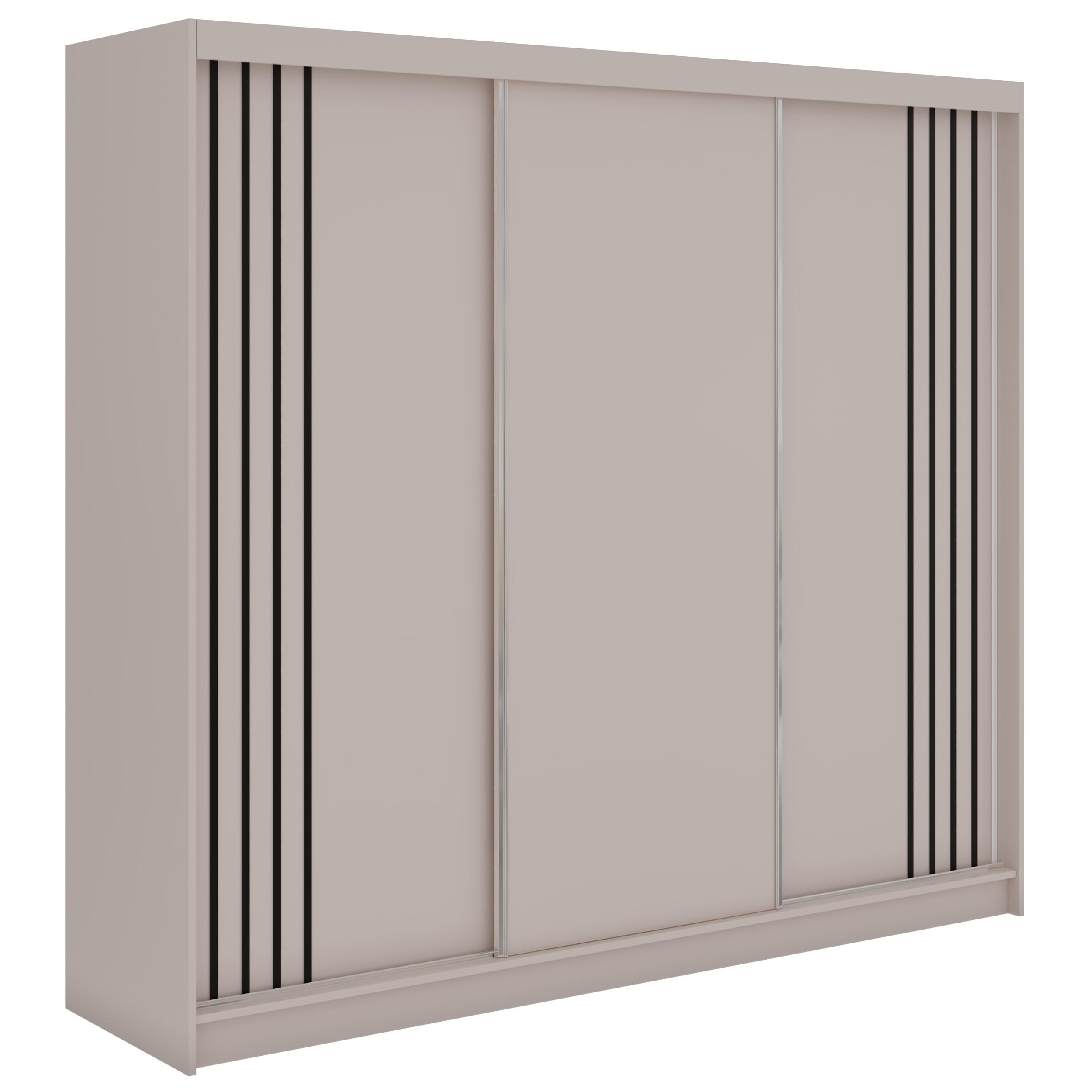 SCHWEBETÜRENSCHRANK mit Lamellen und Schubladen NAURU - 240 - Kaschmir und Schwarz - Kaschmir/Schwarz, Holzwerkstoff/Metall (240/216/61cm) - MKS